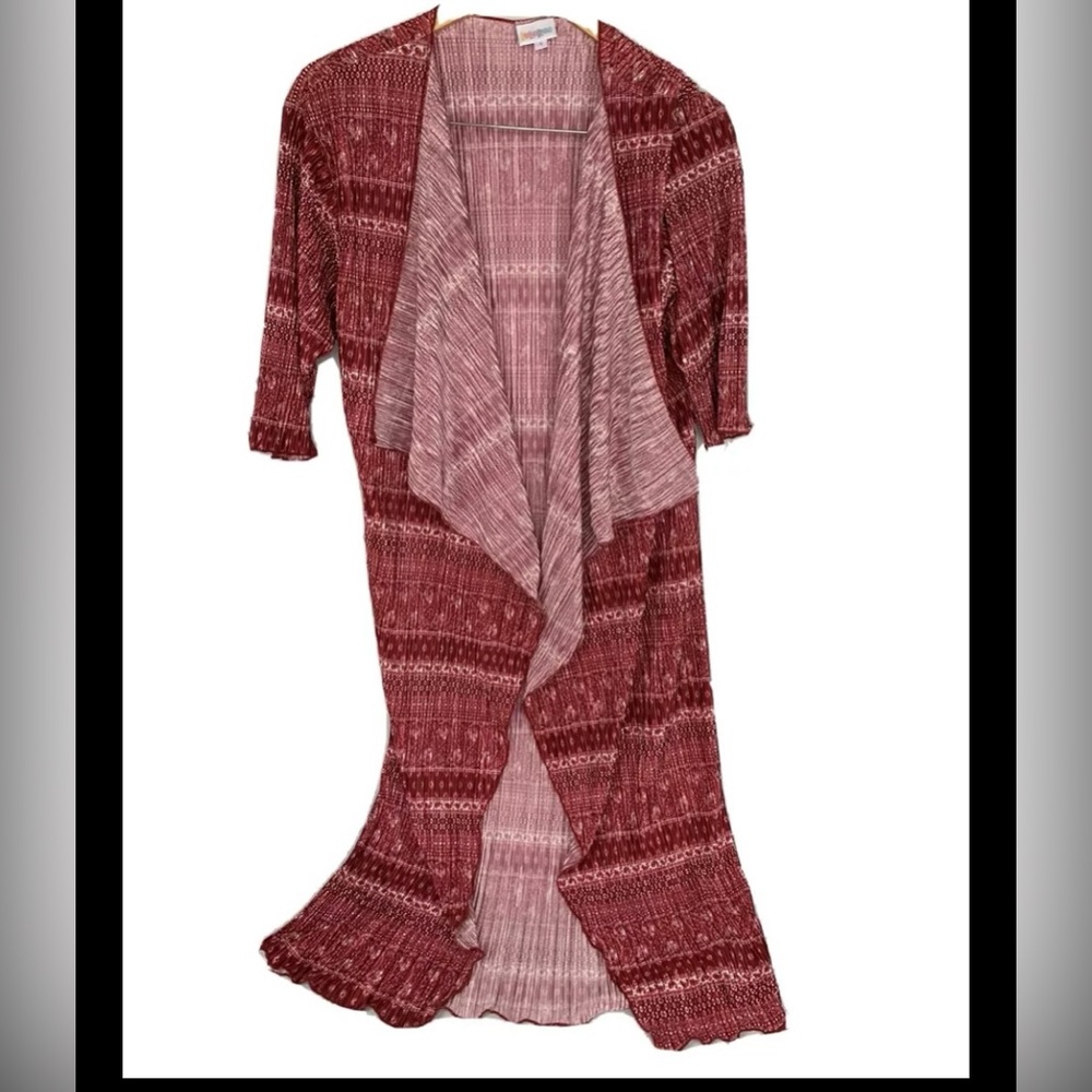 Lularoe Shirley Cover Up Red White Pattern S